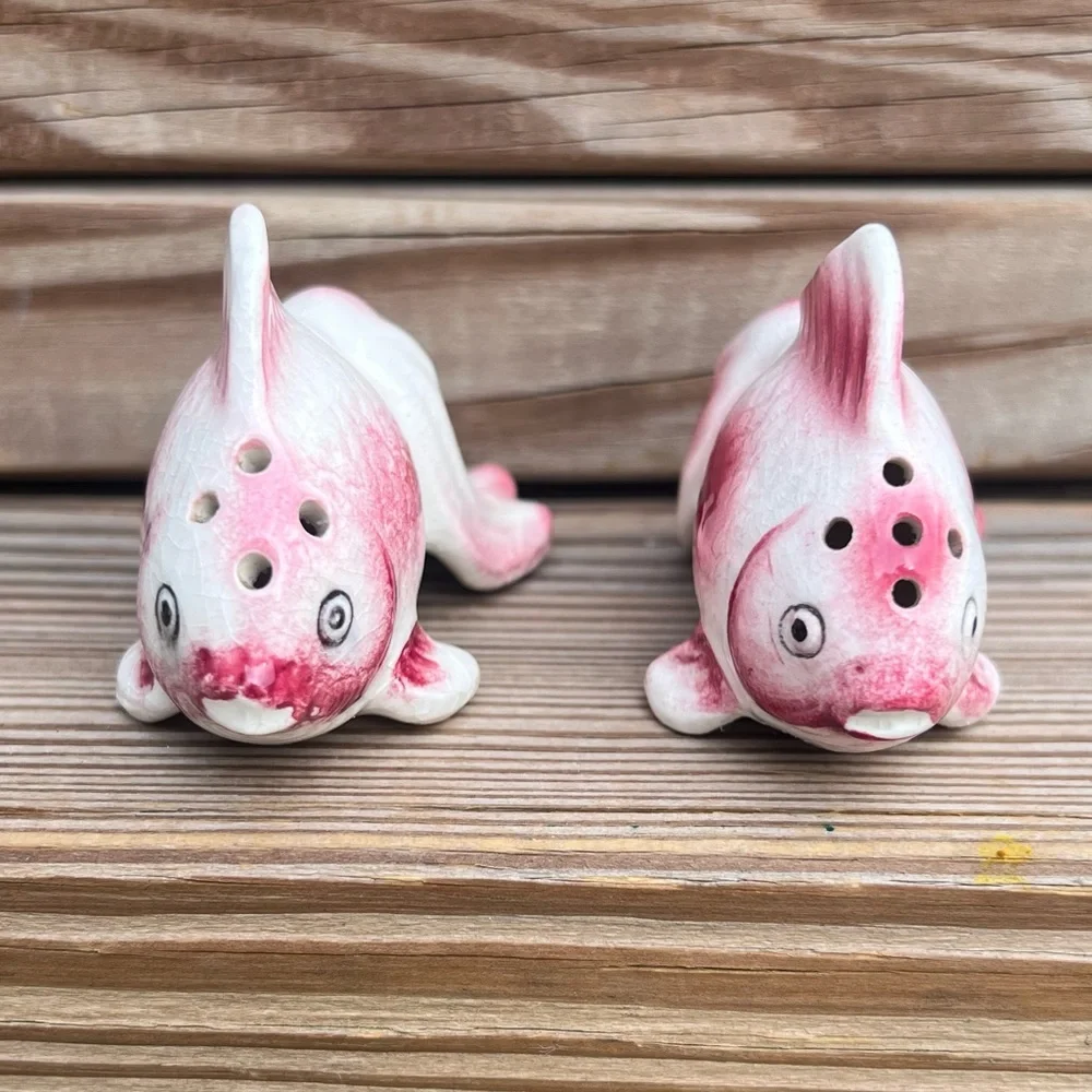 - Vintage Pink Koi Salt & Pepper Shaker Set from Japan! EUC!